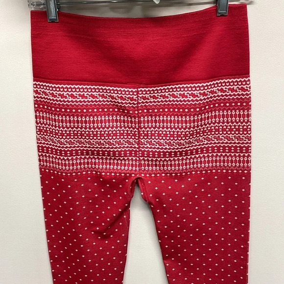 NWT Fabletics High Waisted Seamless Fair Isle Legging Red White L - Picture 5 of 16